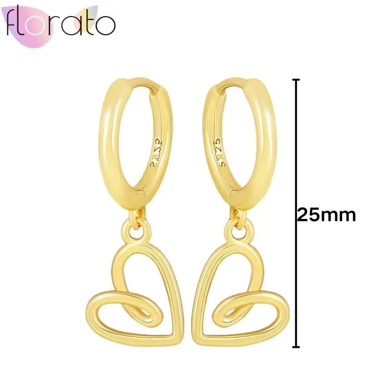 925 Sterling Silver Ear Buckle Retro Metal Heart Pendant Hoop Earrings for Women CZ Huggie Earrings Fashion Females Jewelry