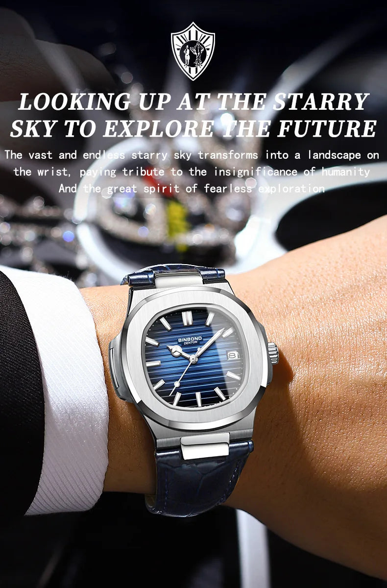 Authentic Men's Watch Waterproof Leather Strap Luminous Business Calendar Square Male Student Fashion Quartz Clock Watches Gift