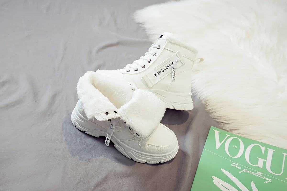 Botins de Senhora, Botins Curtos, Botas de Inverno com Forro Espesso e Isolamento, Elegantes e Versáteis, Botas de Inverno de Sola Grossa