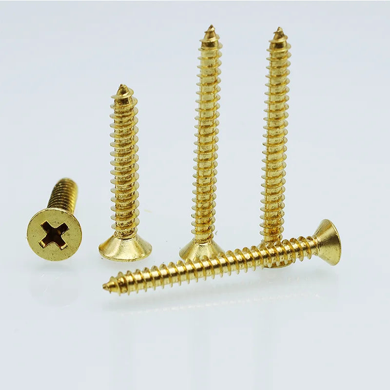 High Quality Brass Recessed Countersunk Flat Head Self-tapping Screws M2 M3 M4 Thermally Conductive Wood Phillips Furniture Bolt