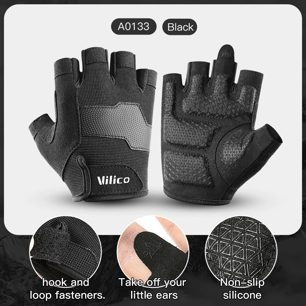 Half Finger Gloves Gym Fitness Anti-Slip Women Men Gel Pad Gloves Gym Cycling Fingerless Gloves Bicycle Accessories