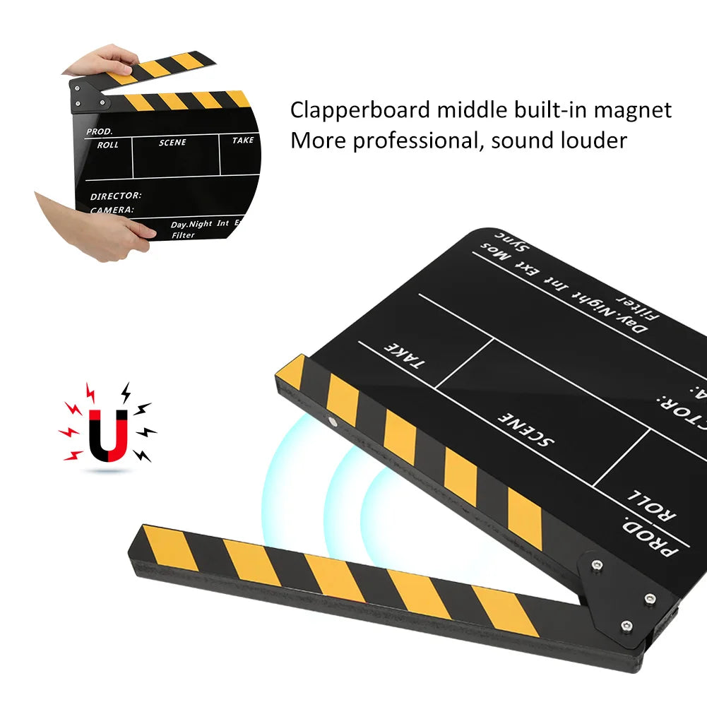 Acrylic 30x25cm Clapperboard Director Movie Clappers Film and Television Photography Prop Acrylic Clapperboard Film Clapperboard