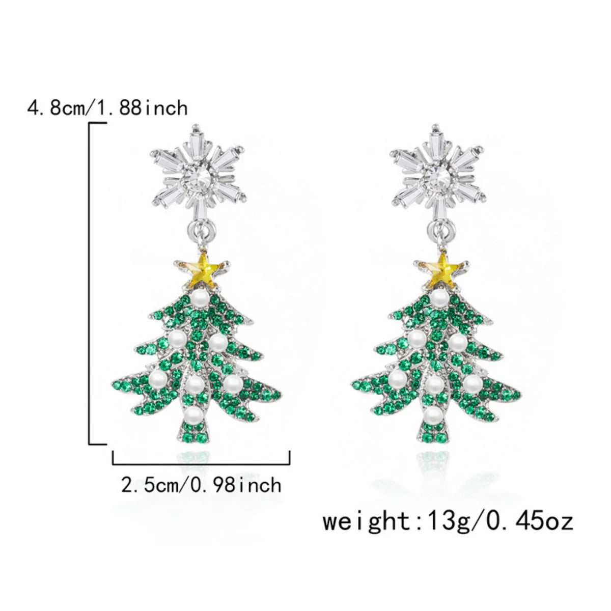 Christmas Earrings Rhinestone Imitation Pearl Snowflake Xmas Tree Star Bell Drop Holiday Dangle Party Jewelry Gift For Women Men