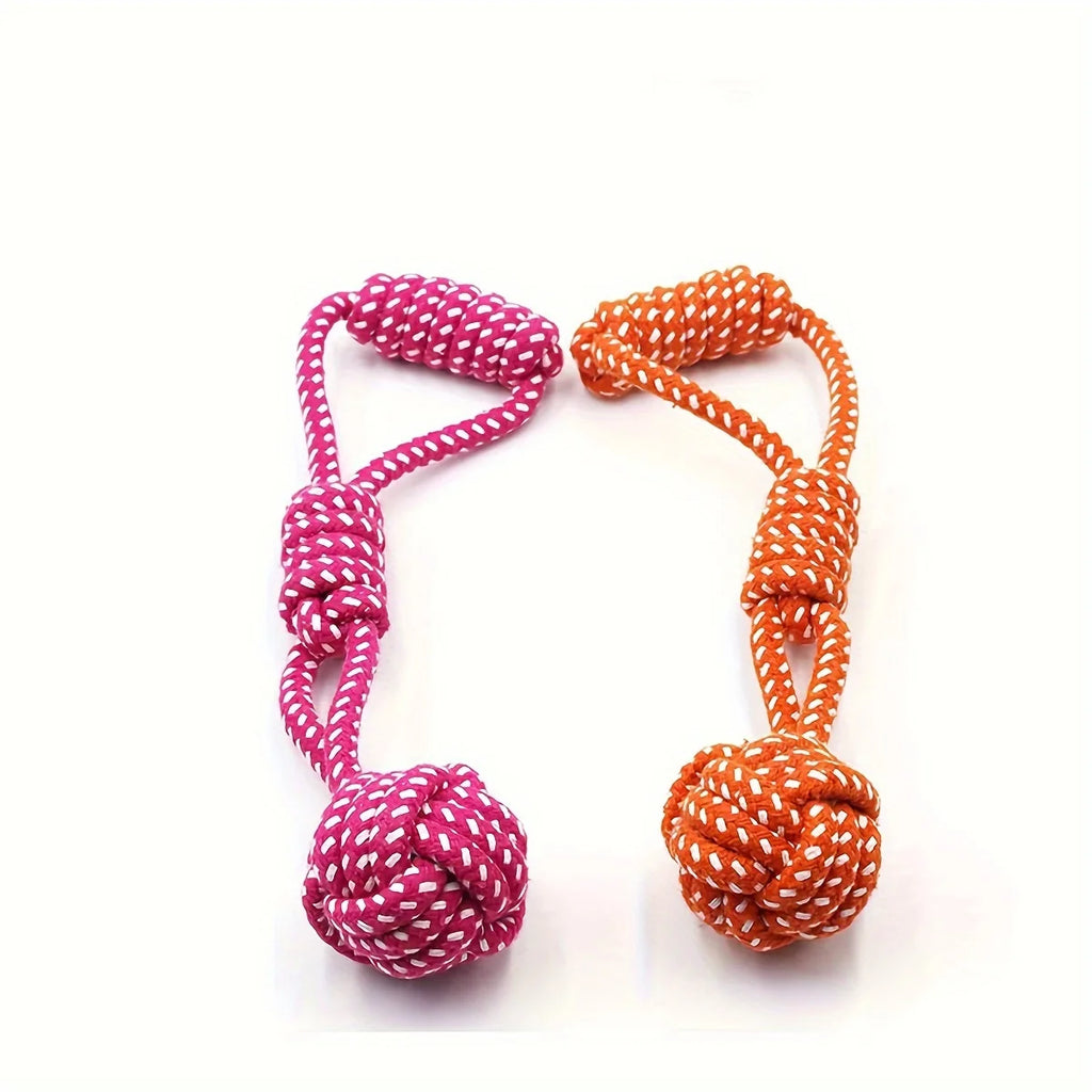 1pc Durable Dog Rope Toy with Ball - All-Breed Chew and Tug Plaything Random Color Selection