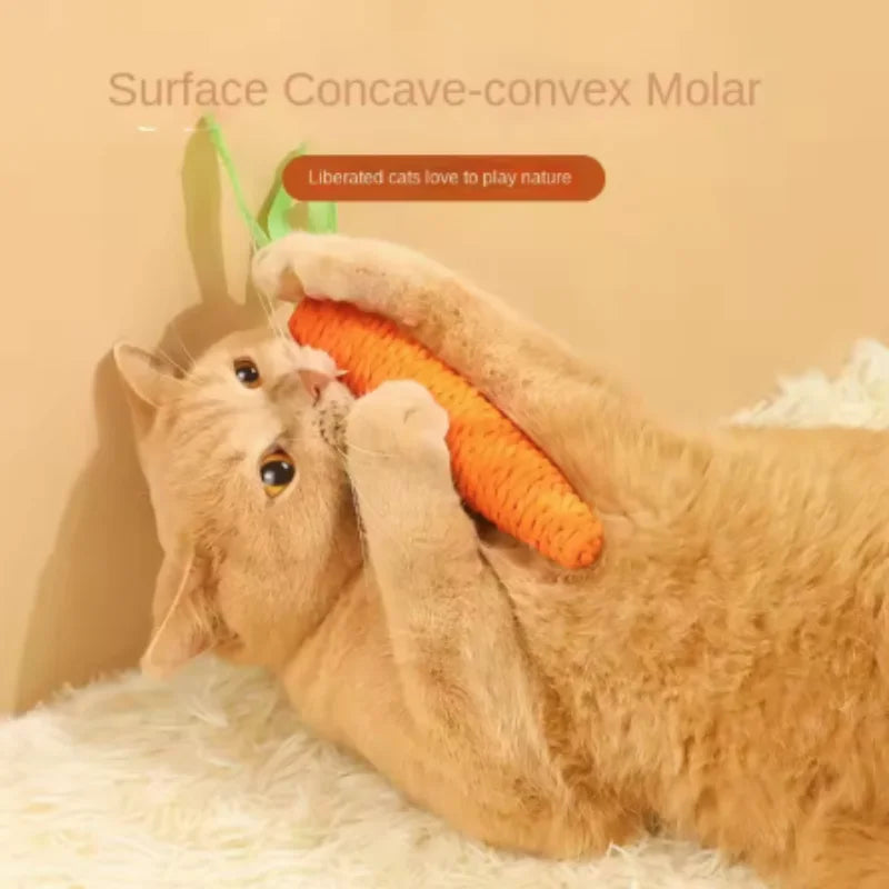 Brinquedo divertido para gatos em forma de cenoura, com textura para dentição e som, ideal para abraçar, resistente a mordidas e arranhões, artigos para animais de estimação para entretenimento interativo