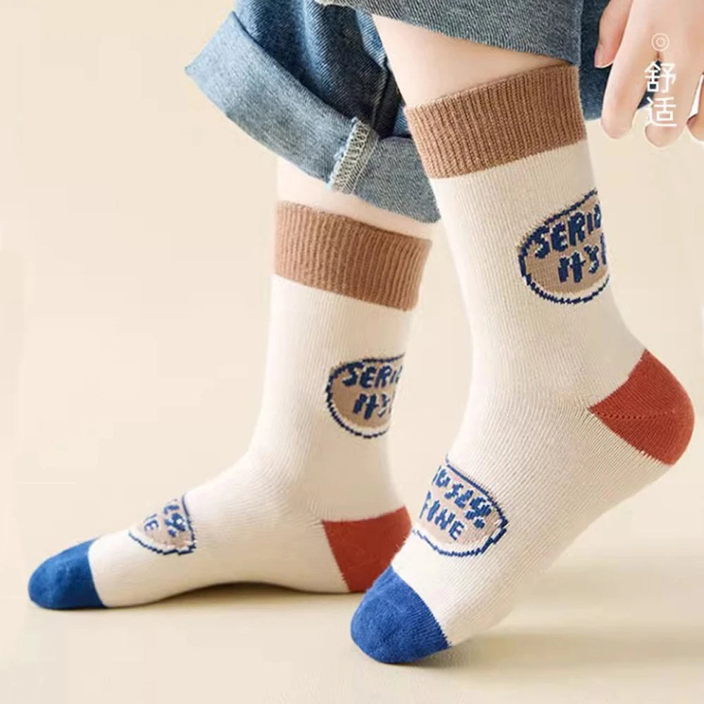 5 Pairs Children's Socks, Boys' Cartoon Cute Puppy Mid Length Socks , Students' , Autumn/ Winter Versatile Socks