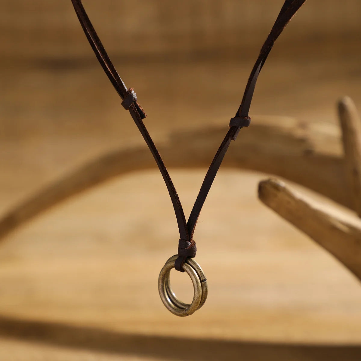 Adjustable Long Rope Chain with Circle Ring Pendant Necklace Men Vintage Jewelry on the Neck Accessories 2023 Fashion Male Gifts