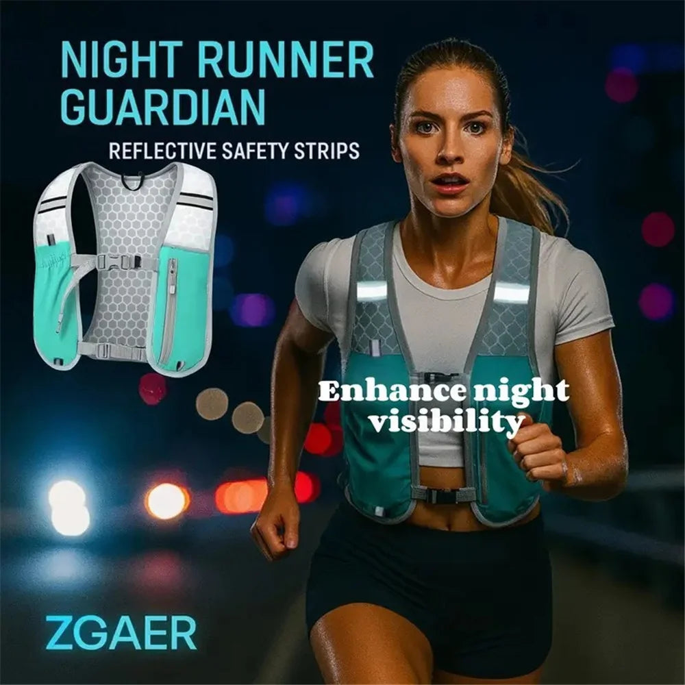 Running Water Bottle Storage Vest Lightweight Running Vest Reflective Safe Hydration Water Chest Pack Sports With Phone Holder