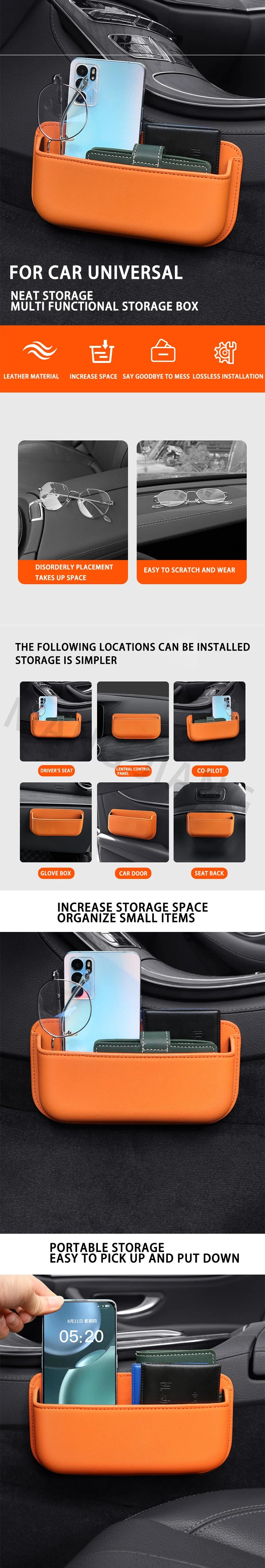 Car Side Storage Pocket Organizer Bag PU Leather Organizer Door Stowing Tidying Bag Box Phone Coin Holder Interior  Accessories