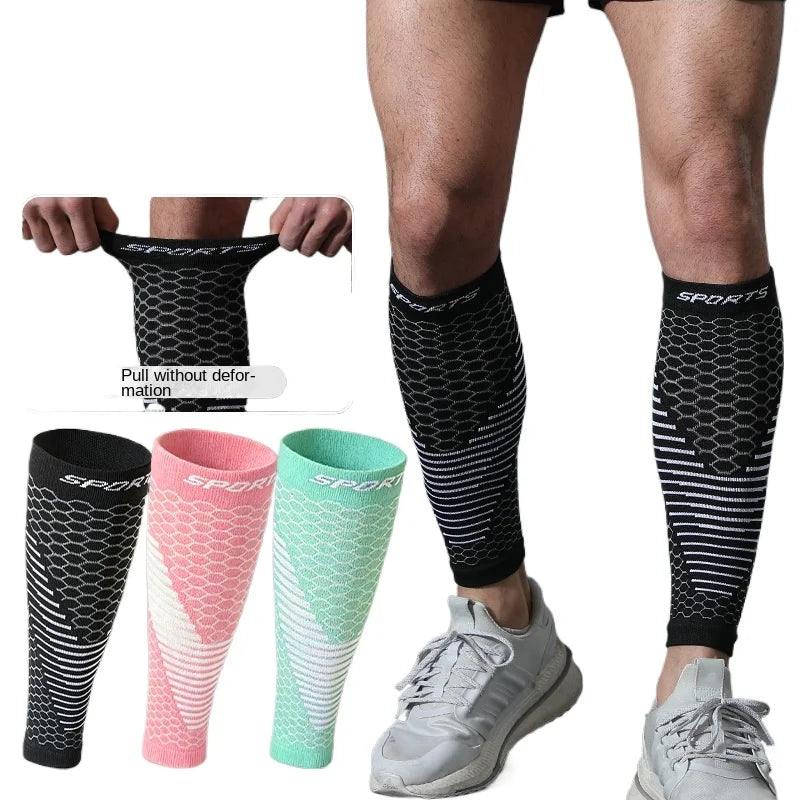 Sports Calf Compression Leg Sleeves for Running, Elastic Anti-Fatigue Shin Guards for Men Women Breathable Athletic Leg Support
