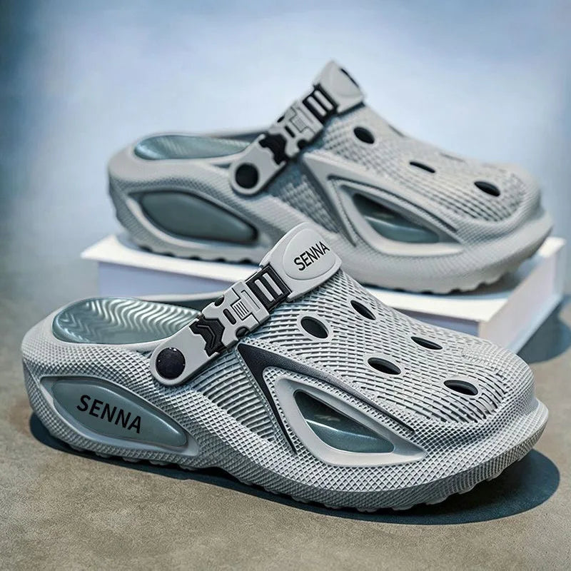 7CM thick soled perforated shoes for men's summer outerwear 2026 new thick soled wear-resistant and non slip sandals