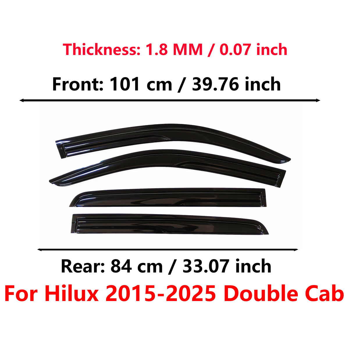 AIBAP 4pcs Car Windows Visor for Toyota Hilux 2015-2025 Revo Double Cab Window Visors Rain Guards Rain Guard Sun Rain Visors