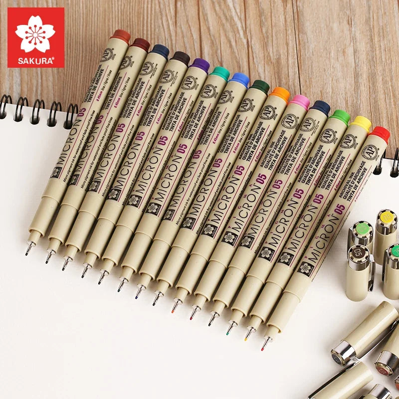 1pcs SAKURA Micron Pen 0.25mm 0.45mm Liner Marker Pen Watercolor Markers for Professional Drawing Sketch Manga Art Supplies