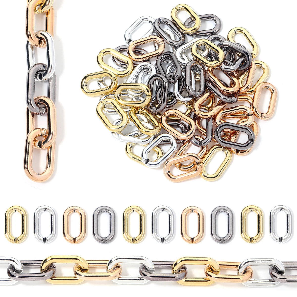 20pcs/Lot 16X27mm Plated Acrylic Chain Buckle Link Chain Connector For Jewelry Making DIY Necklace Bracelet Earring Accessory
