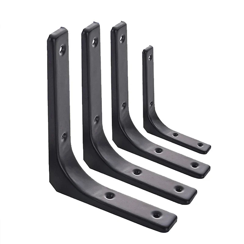 L-Shaped Floating Shelf Brackets - Heavy Duty Stainless Steel Wall Mount, Black/White Modern Industrial Supports