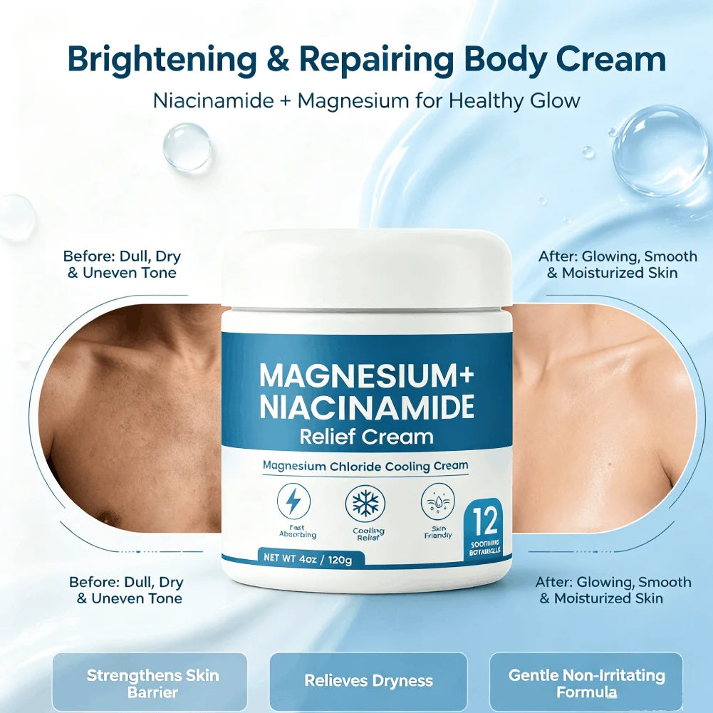 Niacinamide Magnesium Relief Body Cream Alcohol-Free Hydrating Repair Lotion For All Skin Types Sensitive Dry Skin Care