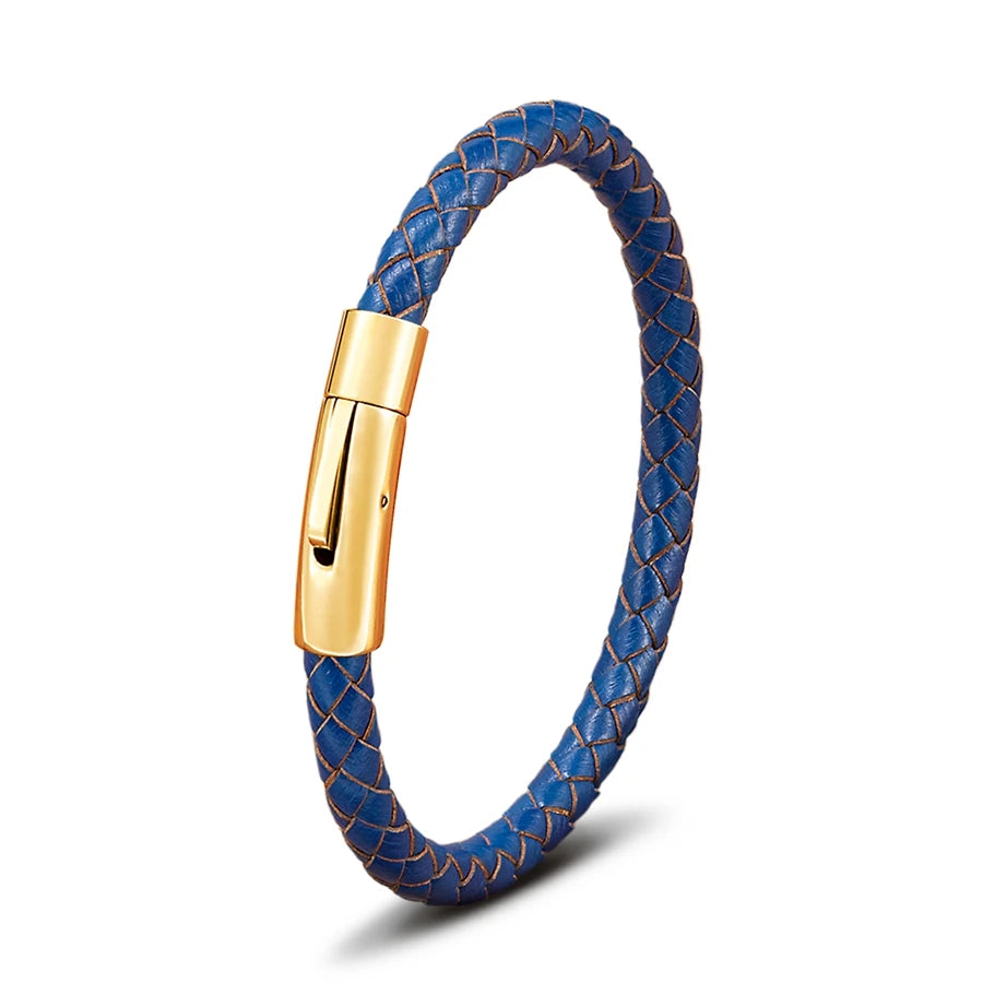 Pulseira de Pele Clássica para Homem TYO 3/4/5/6/8mm 3 Cores Bracelete Moderna com Fecho Magnético Acessórios Artesanais Personalizados Presente por Grosso