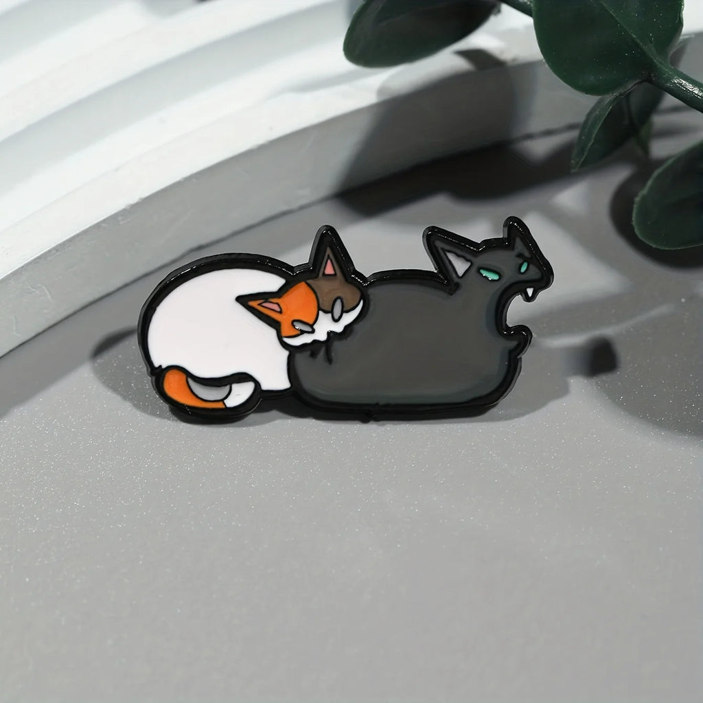 1pc Cat Enamel Brooch - Cute cat design, perfect for lapels, bags or jewelry