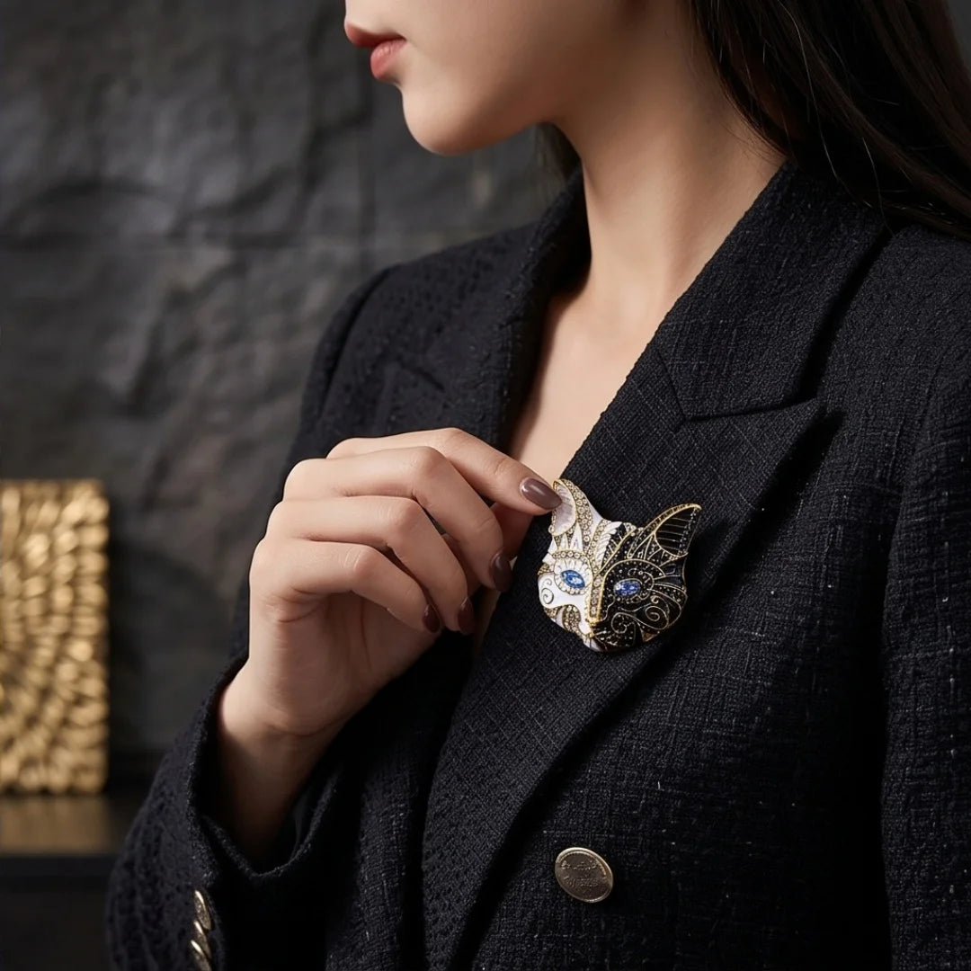 Baroque Luxury Cat and Fox-Face Design Brooches for Men and Women, Jewelry, Fashion Accessories, and Party Gifts