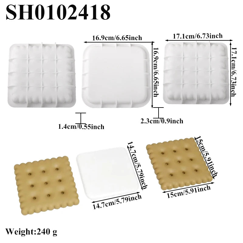 Moldes de silicone para bolachas, chocolates ou bolos em forma de coração, quadrado ou retangular, utensílios de cozinha para pastelaria e sobremesas