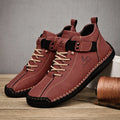 Novos ténis de homem em pele genuína feitos à mão, design casual 2025, sapatos de pele respiráveis, botas de tornozelo para homem, exterior