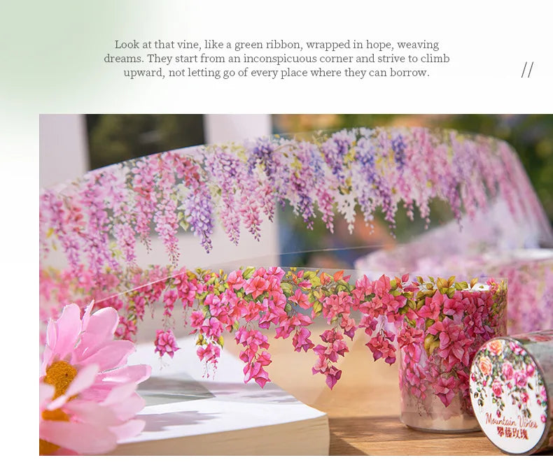 5*200cm 1roll INS Fresh vine theme PET tape Stickers Adhesive Diy Scrapbooking Diary Scrapbooking Collage material Scrapbooking