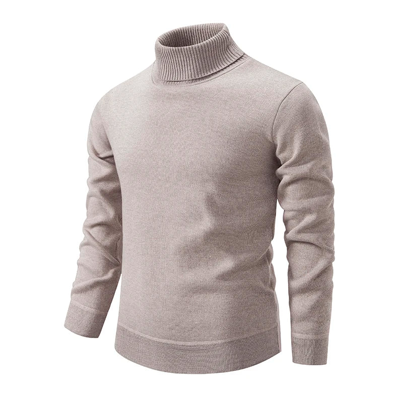 New Winter Turtleneck Sweater Thick Mens Casual Pullover Sweaters Solid Color Quality Warm Slim Turtleneck Sweaters Pullover Men