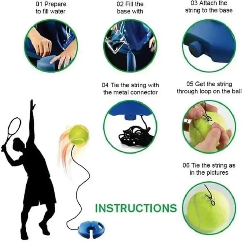 Tennis Trainer With 1Pc Tennis Ball For Beginner, Tennis Rebounder Set For Self Training, Auxiliary Training Equipment