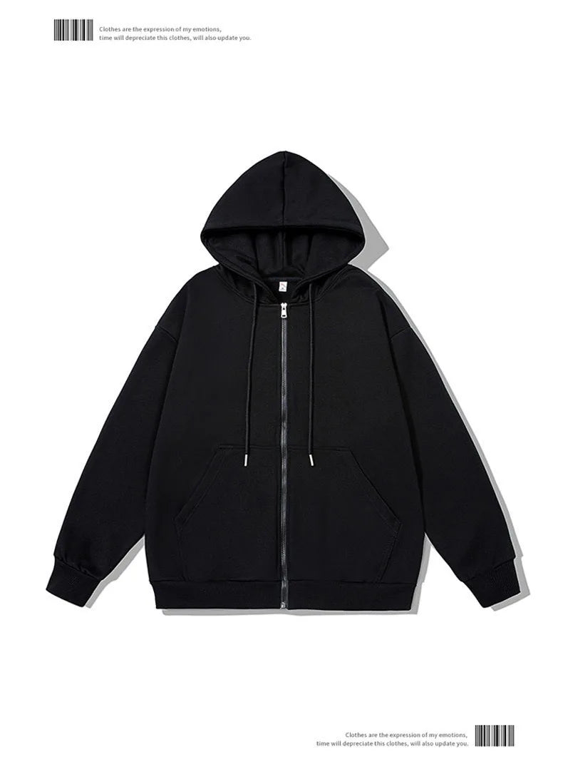 Men's and Women's Full-Zip Hooded Jackets, Zip-Up Hoodies, Casual Cardigans, Streetwear Hip-Hop PVD, Y2K Fashion, Spring Trends