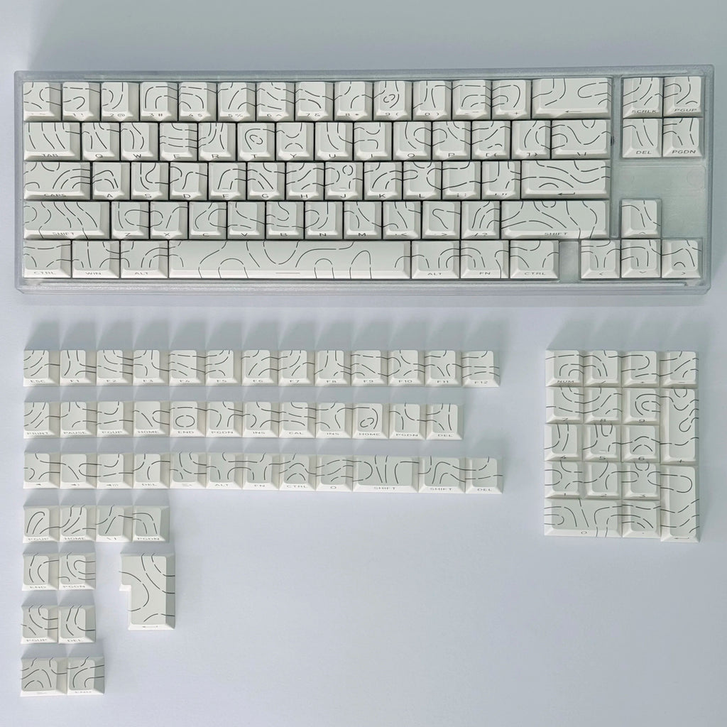Lines Sided Shine Through Keycaps Cherry Profile Black White 97/133 Keys Customer keycaps for Mechanical Keyboard 60% 65% 75%