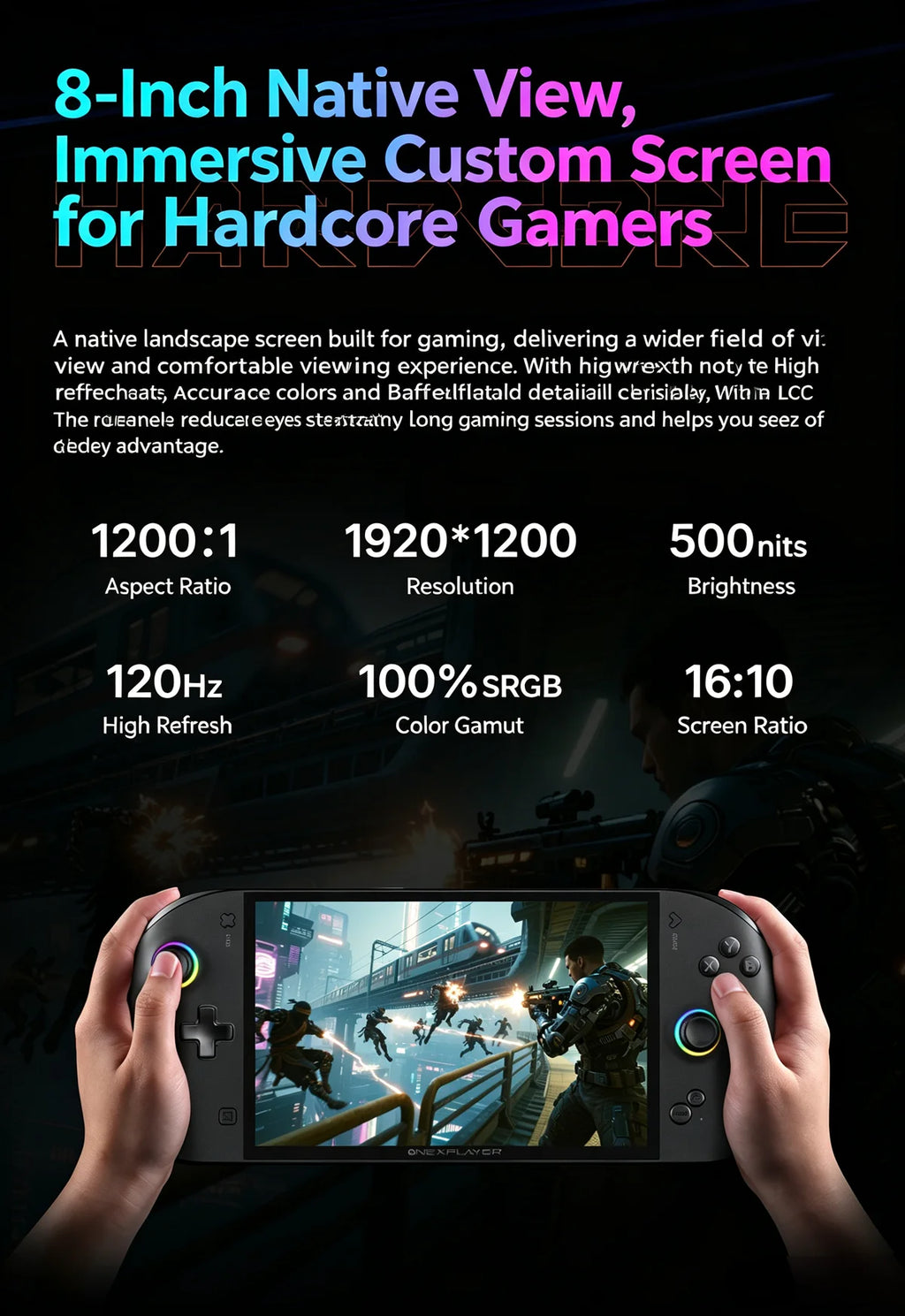 OneXPlayer APEX AIR Windows Handheld Game Console Intel Arc G3E 8" 120Hz VRR Screen 85Wh Swap Battery Dual SSD Cooling Gaming PC