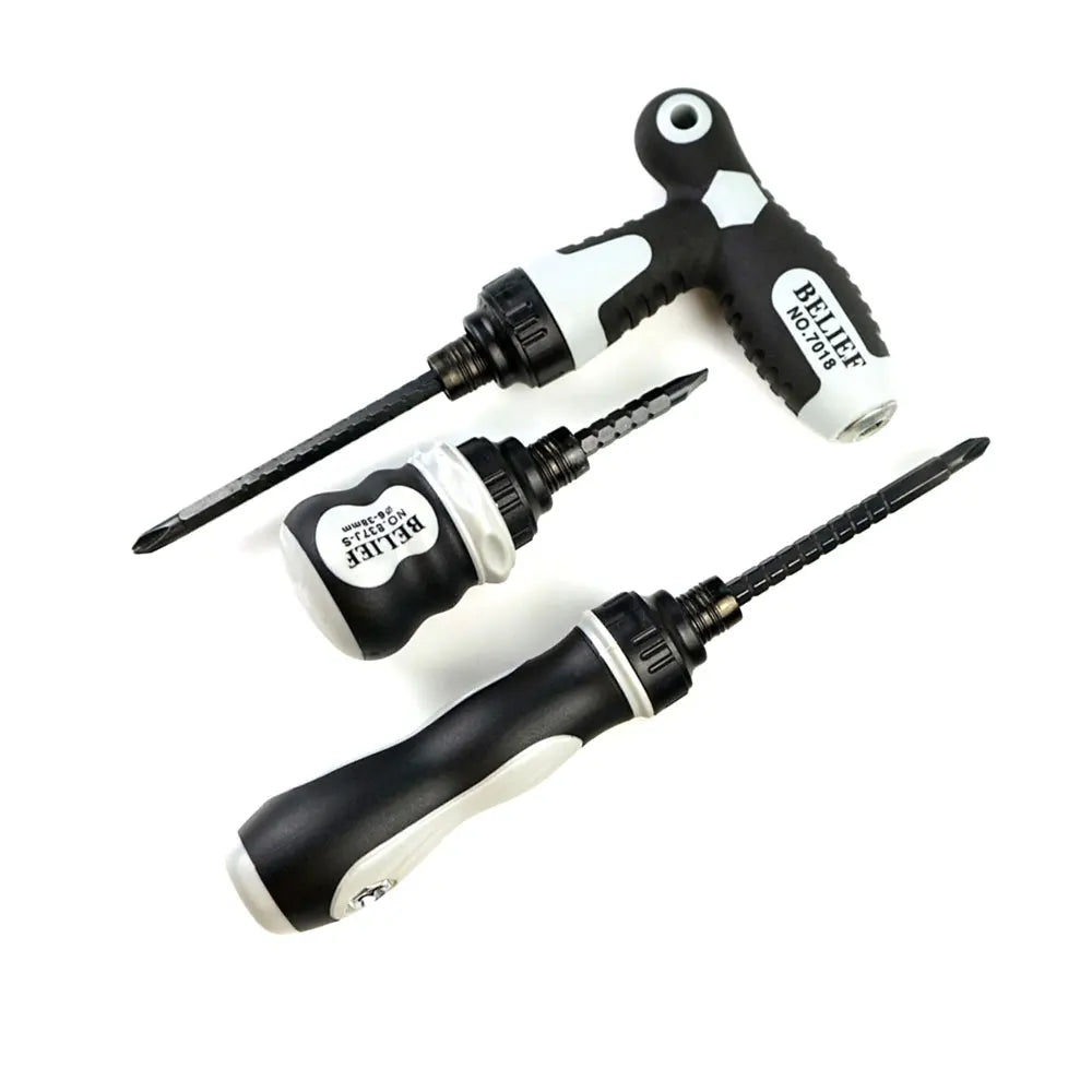 Binoax Ratchet Screwdriver Set Mini Cross Groove Drill Dual Purpose Small Slotted Telescopic Labor-Saving Screwdriver Hand Tool