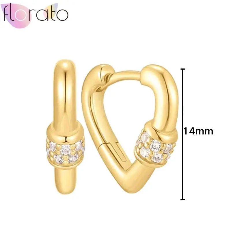 925 Sterling Silver Ear Buckle Retro Metal Heart Pendant Hoop Earrings for Women CZ Huggie Earrings Fashion Females Jewelry