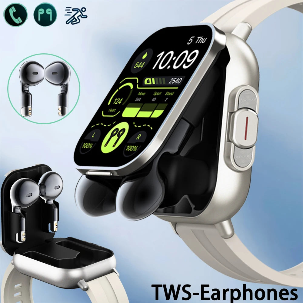 2-in-1 Smartwatch with Built-in TWS Earphones, Supports Wireless Charging, 2.01 High-Definition Display Screen, Multiple Sports