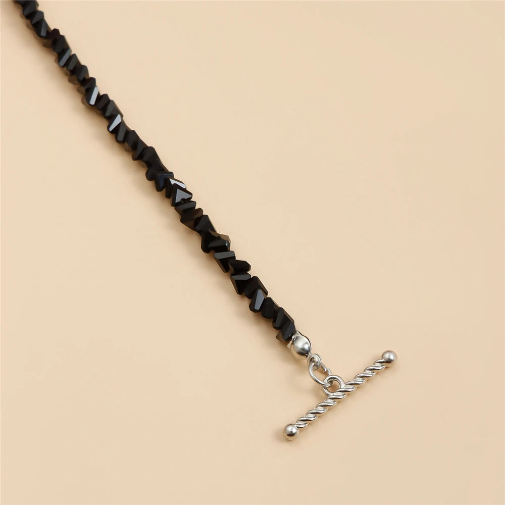 Trendy Irregular Crystal Beaded Necklace INS Style Elegant Starfish Tassel Necklace Luxury Heart Pendant Choker for Women