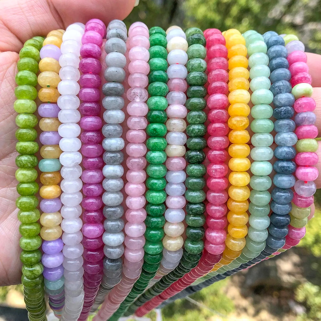 4x6mm Abacus Shape Jade Stone Beads Multicolor Mixed Spacer Beads for Jewelry Making Handmade DIY Bracelet Necklace Pendant