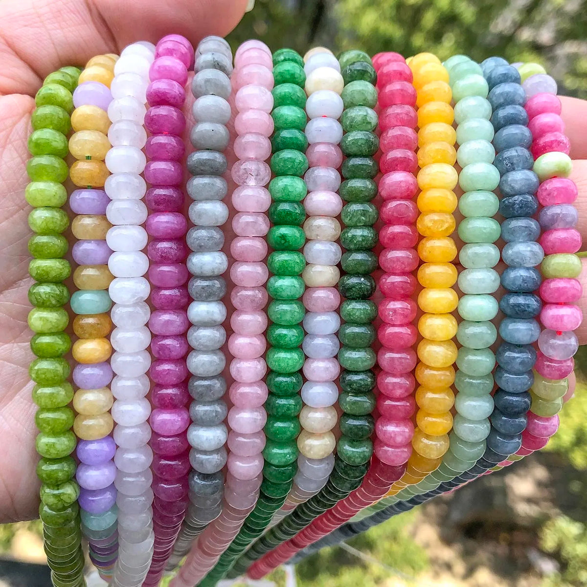 4x6mm Abacus Shape Jade Stone Beads Multicolor Mixed Spacer Beads for Jewelry Making Handmade DIY Bracelet Necklace Pendant