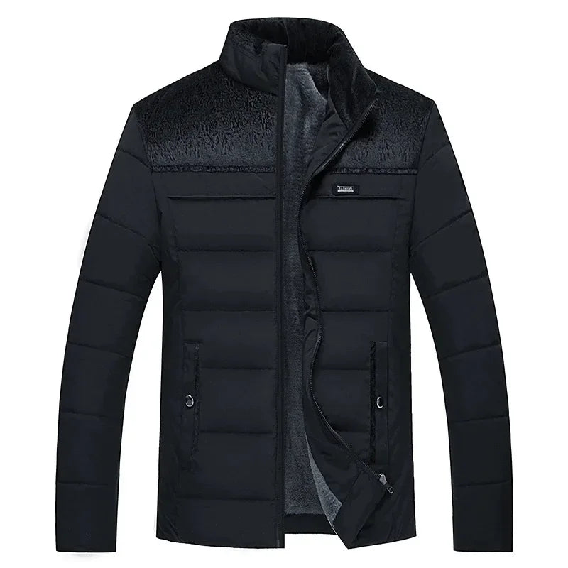 Puffer Jacket Men's Plush Thickened Parkas Stand Collar Jacket Men's Coat Winter Warm Thick Zipper Coat Padded Overcoat for Men