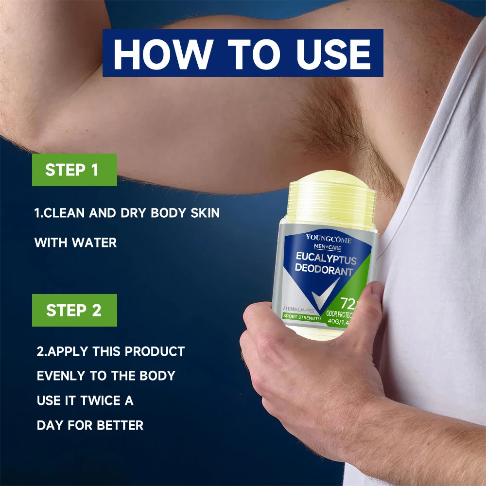 Deodorant for Men Roll-on Bottle Reduce Sweating Odor Remover Underarm Body Deodorant Stick Fast Dry Lasting Portable Refresh
