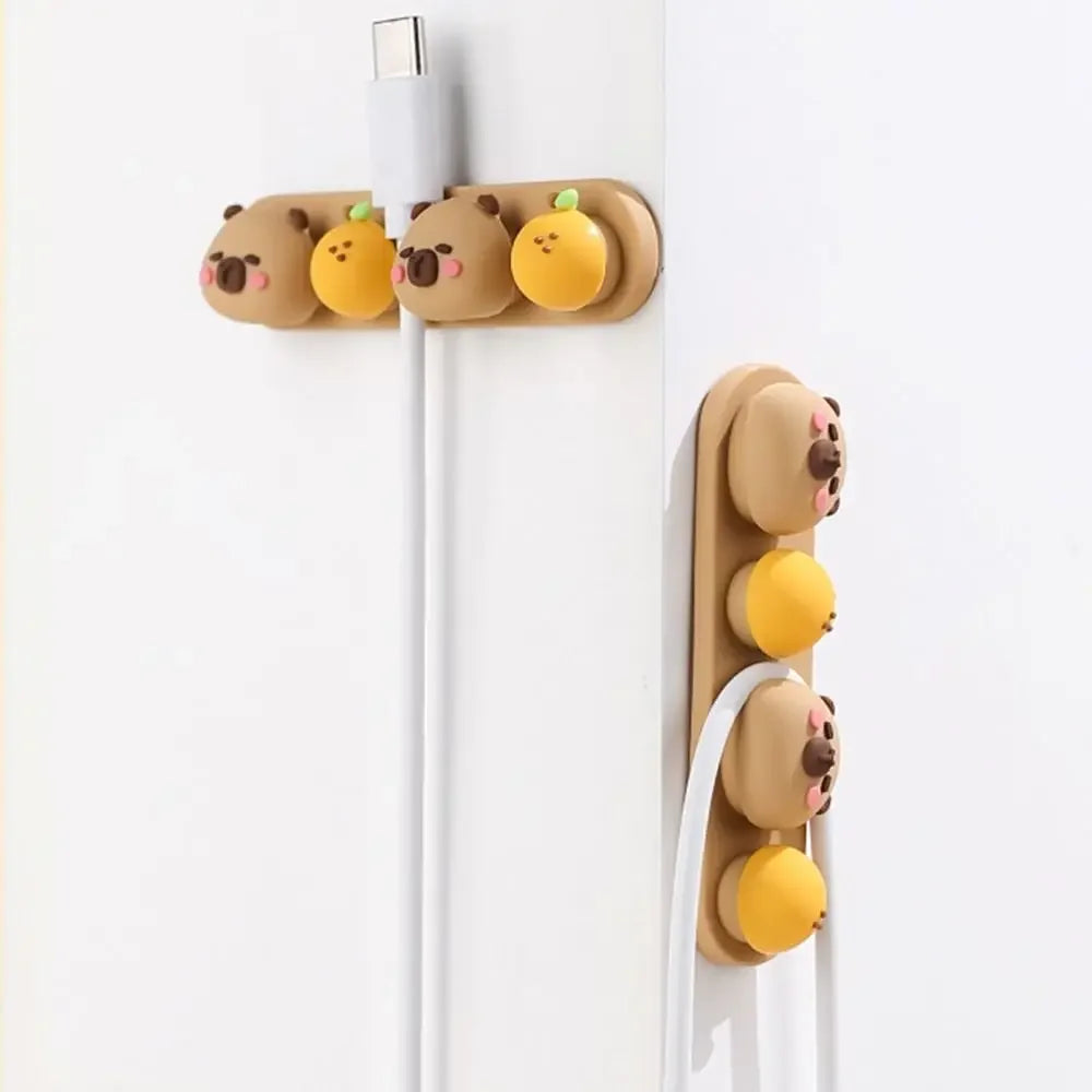 Cartoon Panda Cable Holder: Self-Adhesive Desk Wire Organizer for Phone Charging Cords