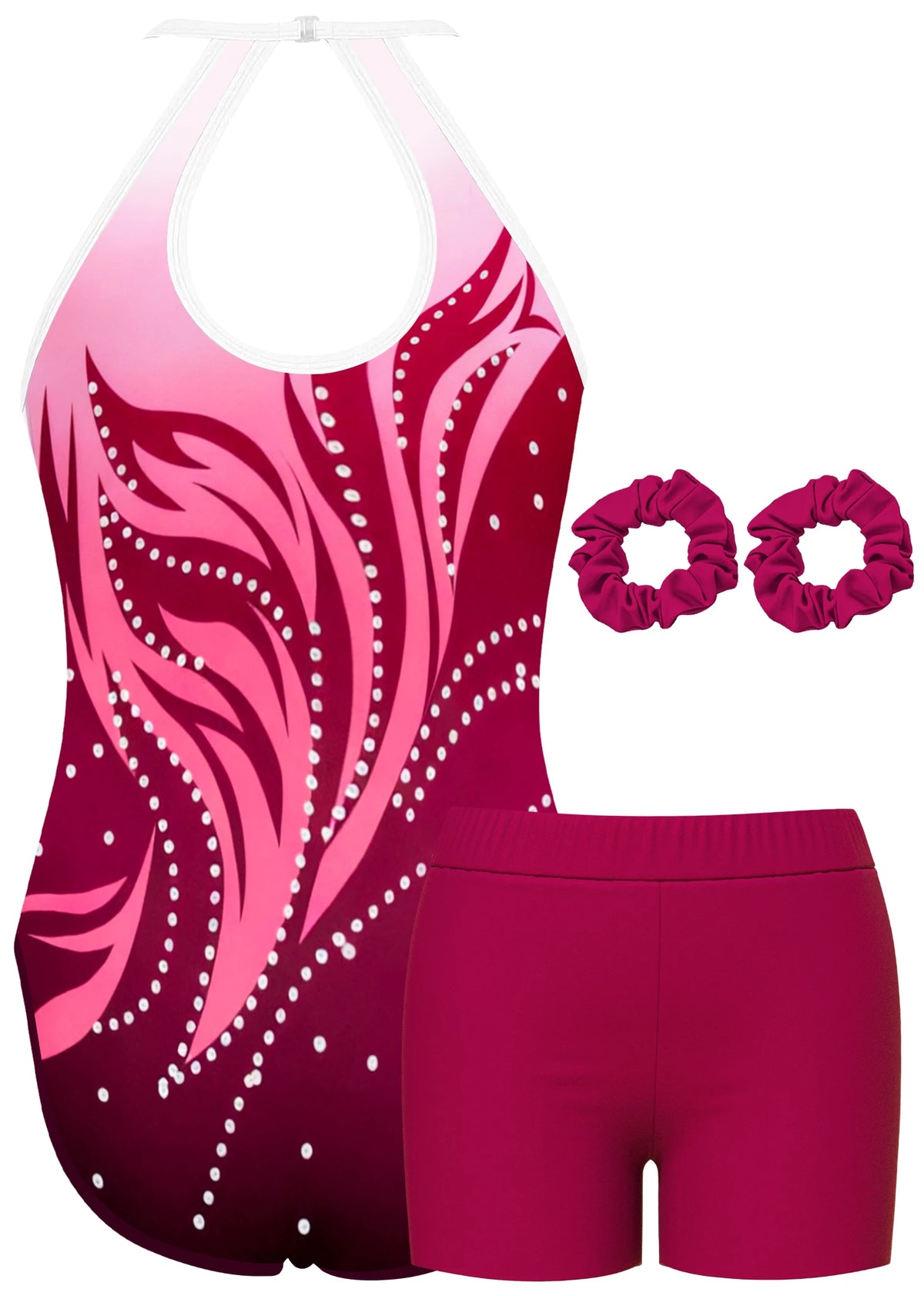Gymnastics Leotard for Girls Athletic Gymnastics Unitard Halter Neck Biketard Tumbling Activewear for Kids No Diamond