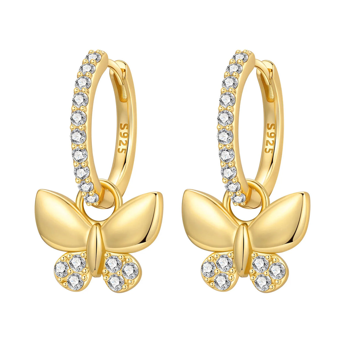 Orstarry 925 Sterling Silver 18k Golden Butterfly Insect Drop Earrings Women Earrings Birthday Party Jewelry Fine Original Gifts