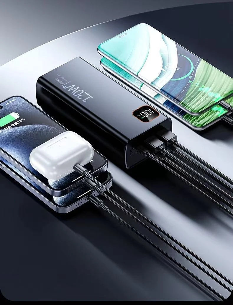 120W PD Digital Display Power Bank 30000mAh Large Capacity Portable External Battery For IPhone Android