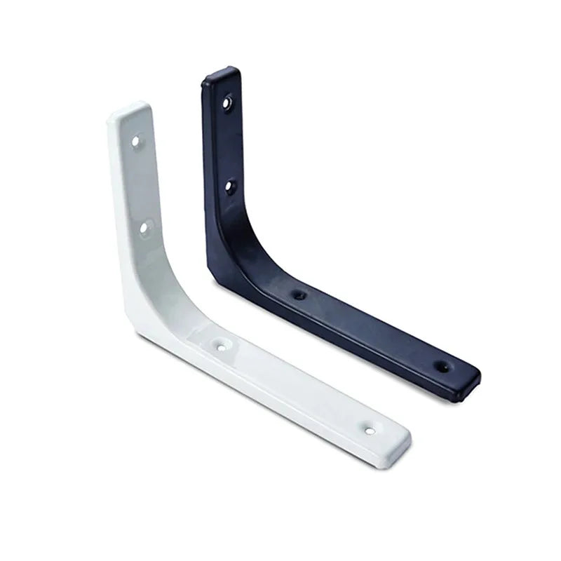 L-Shaped Floating Shelf Brackets - Heavy Duty Stainless Steel Wall Mount, Black/White Modern Industrial Supports
