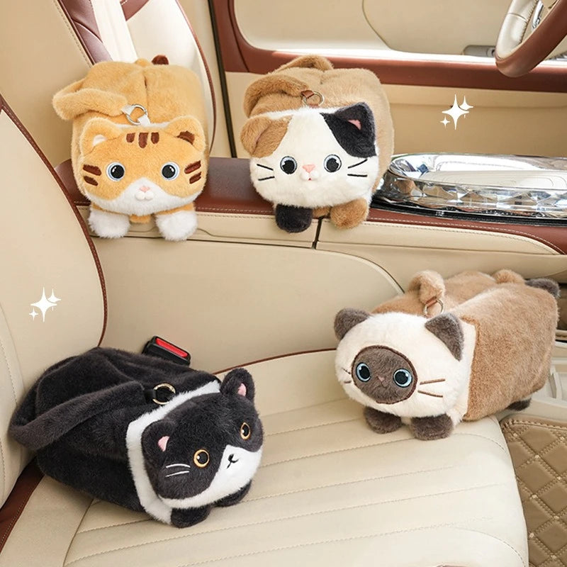 Car tissue box cute cartoon cat car car paper box hanging high-end decoration car tissue bag Car tissue box car accessories