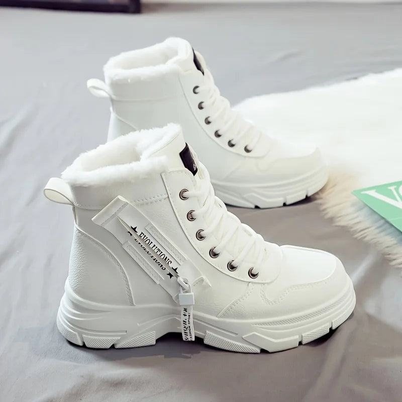 Botins de Senhora, Botins Curtos, Botas de Inverno com Forro Espesso e Isolamento, Elegantes e Versáteis, Botas de Inverno de Sola Grossa