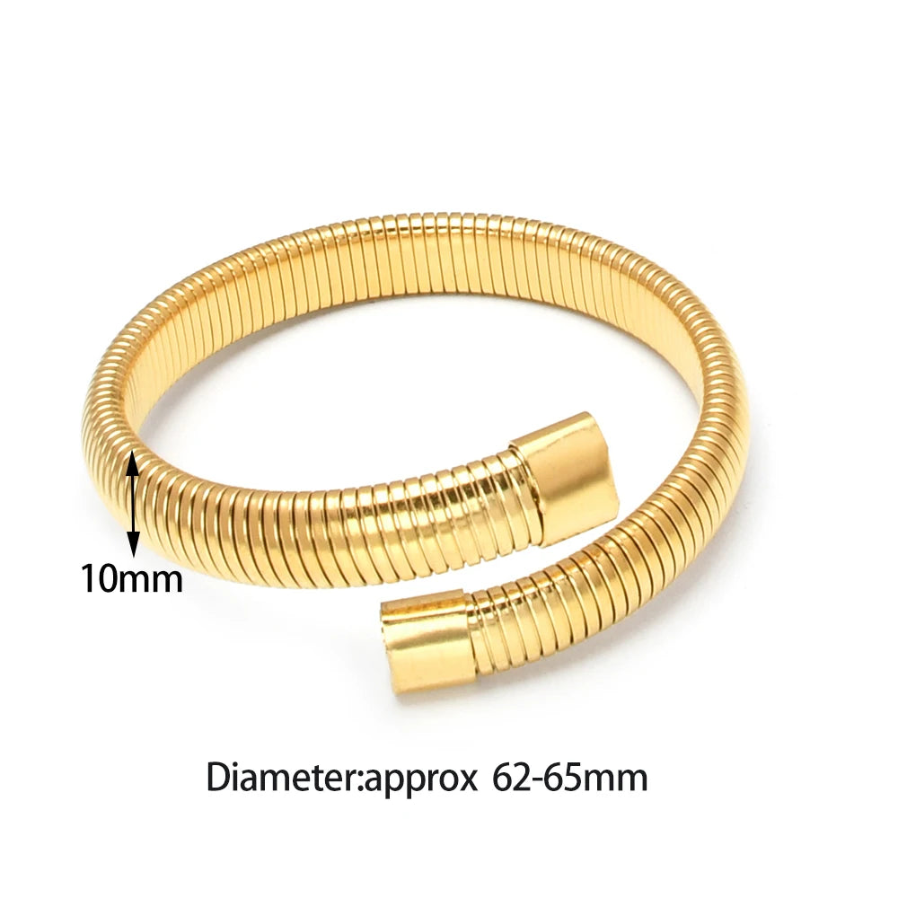 Elastic Adjustable Black Stainless Steel Mesh Cable Bangle Bracelet for Men Women