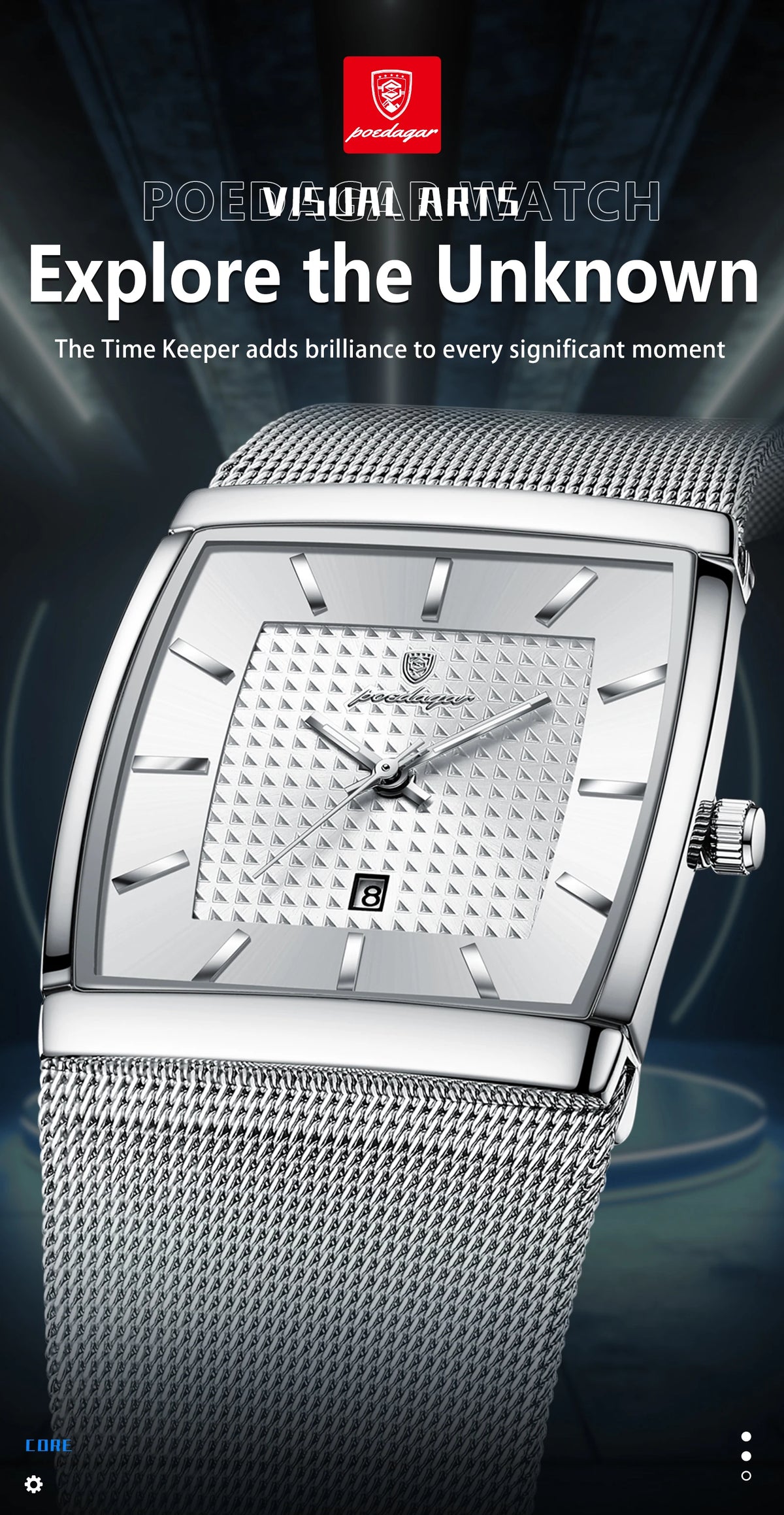 POEDAGAR Luxury Business Men's Watch Stainless Steel Mesh Waterproof Luminous Man Wristwatch Date Quartz Fashion Watches For Men