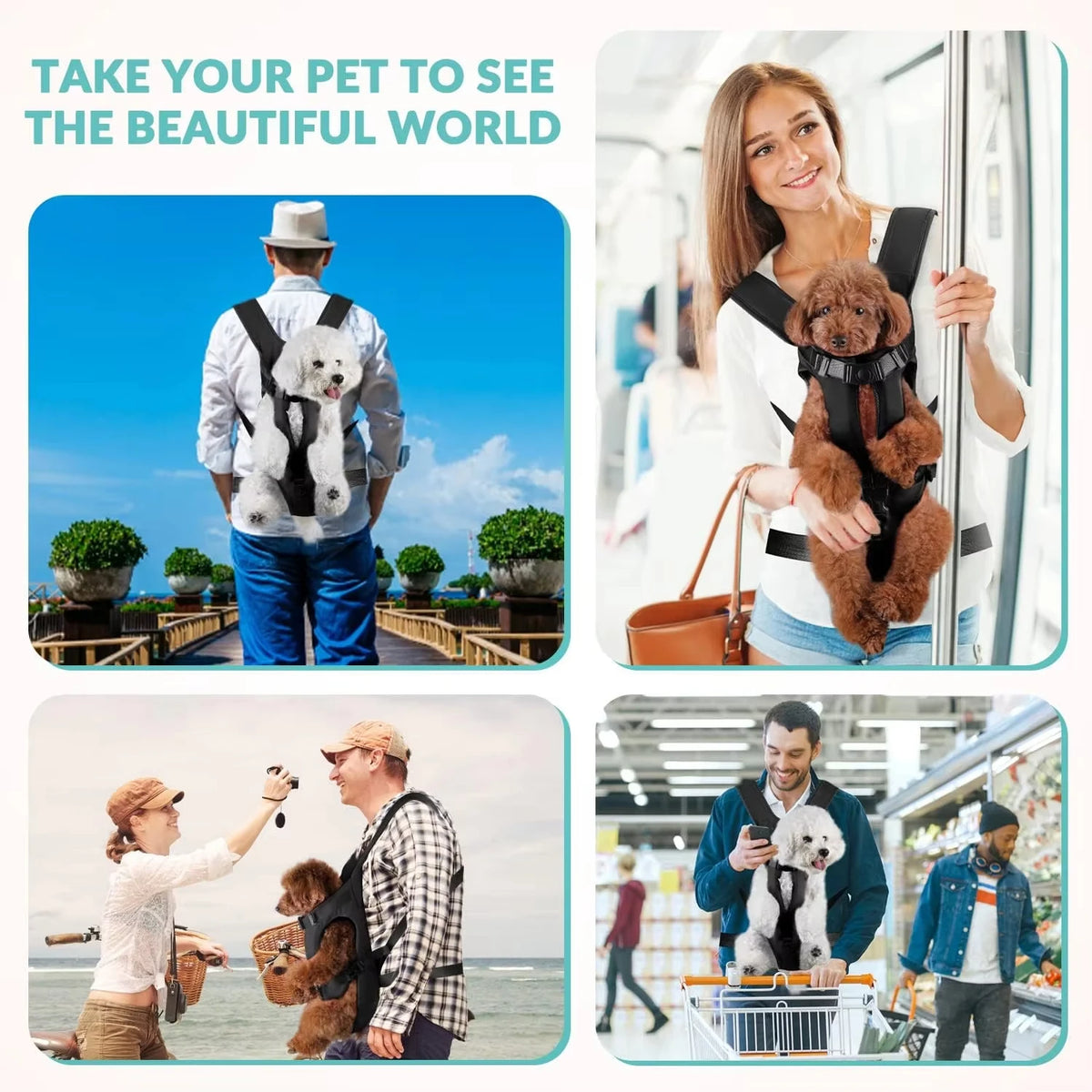 Dogs Carrier Backpack Thickened Sponge Pet Front Dog Carrier Backpacks Outdoor Portable Adjustable Hands Free Dog Backpack