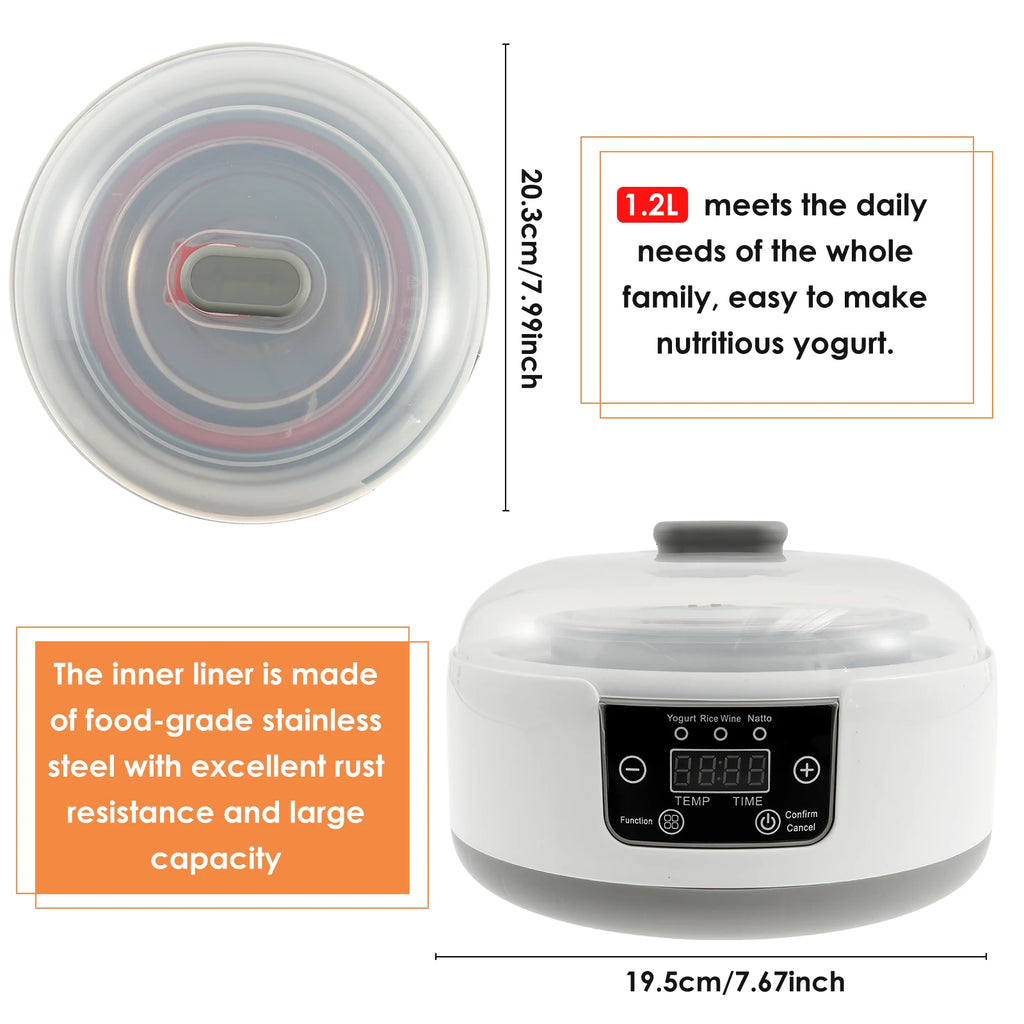 Electric Yogurt Maker Automatic Leben Enzyme Fermenter 1.2L Stainless Steel Intelligent Constant Temperature Fermentation Maker